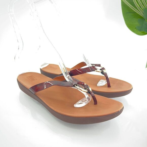 FitFlop Hoopla Tortoiseshell Women's Size 9 Brown Slip On Sandals - Picture 4 of 12